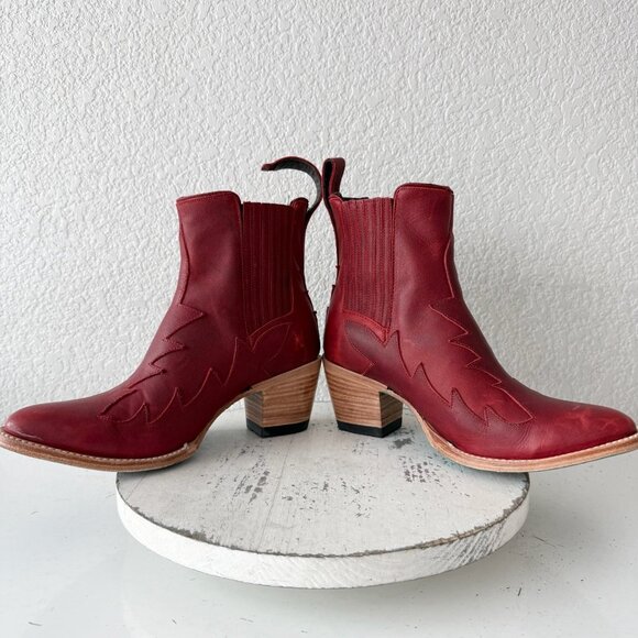 Lane CHELSEA Womens Cowboy Booties Western Red Short Ankle Boots Womens Size 8.5 - Picture 9 of 15